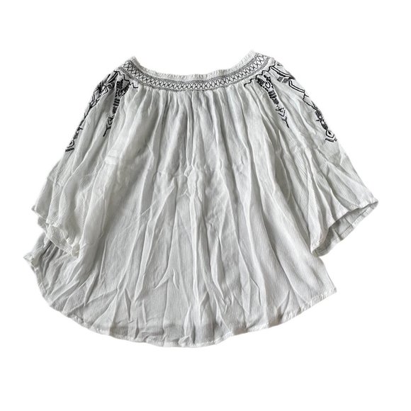 Terre Bleue 3/4 sleeve white embroidered blouse size large - Picture 2 of 4